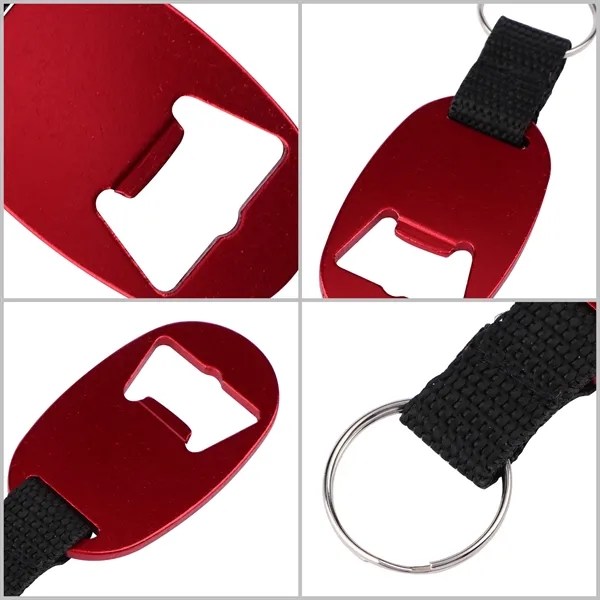 Custom Metal Oval Bottle Opener Keychain W/ Braided Strap - Custom Metal Oval Bottle Opener Keychain W/ Braided Strap - Image 2 of 2