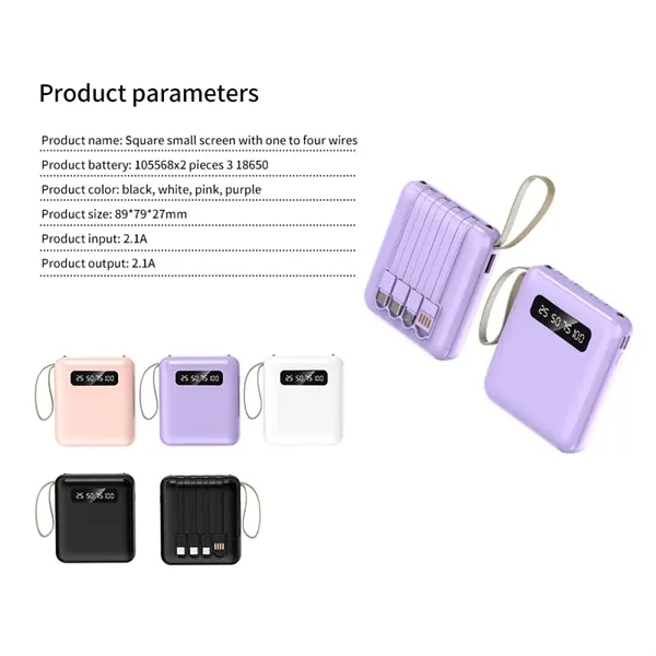 Portable Charger with Built in Cable 10000 mAh LED Display - Portable Charger with Built in Cable 10000 mAh LED Display - Image 3 of 4