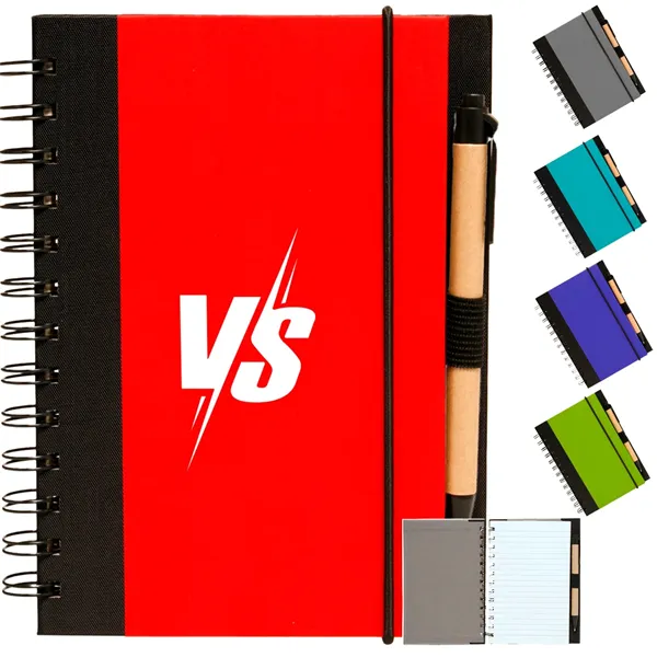 5" x 7" in Eco Friendly Spiral Notebook with Pen - 5" x 7" in Eco Friendly Spiral Notebook with Pen - Image 0 of 6