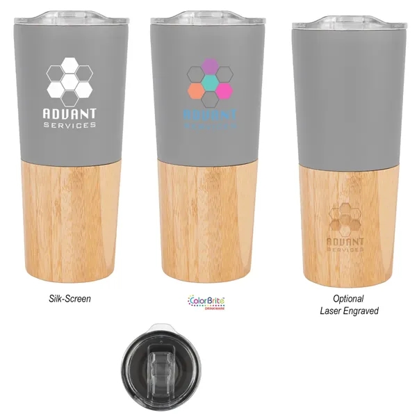 16 Oz. Marlow Stainless Steel Tumbler With Bamboo Base - 16 Oz. Marlow Stainless Steel Tumbler With Bamboo Base - Image 0 of 3