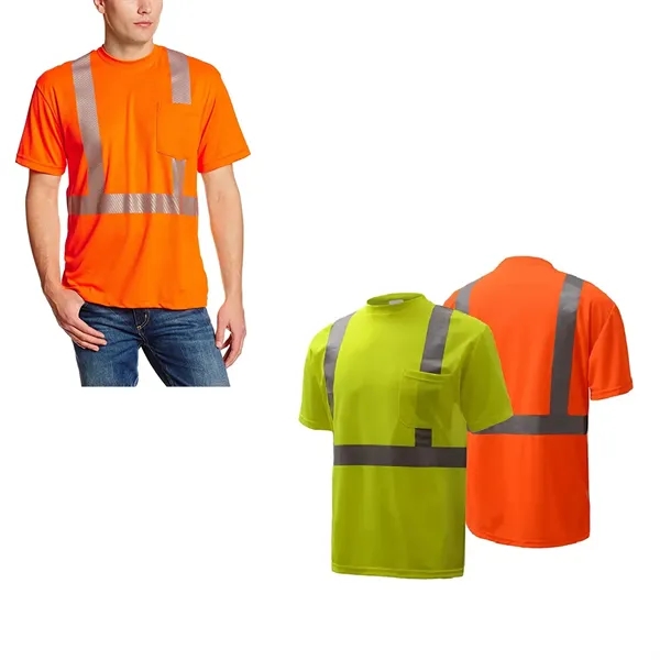 VISIPRO Short Sleeve Reflective Safety T-Shirt with Pocket - - VISIPRO Short Sleeve Reflective Safety T-Shirt with Pocket - - Image 3 of 5