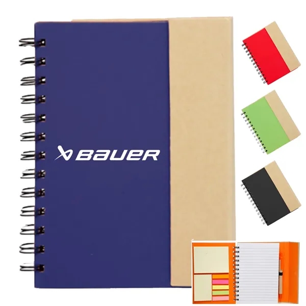 5.25" x 7" in. Eco flip top notebook with sticky notes - 5.25" x 7" in. Eco flip top notebook with sticky notes - Image 0 of 5