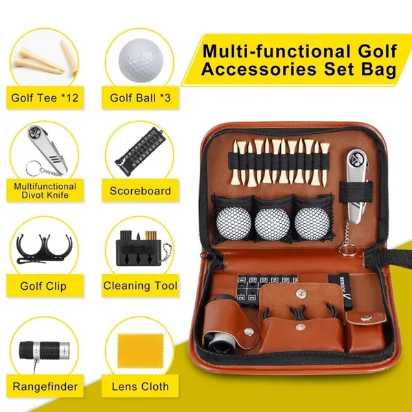 Leather Golf Accessory Kit Bag With Multi Compartments - Leather Golf Accessory Kit Bag With Multi Compartments - Image 4 of 4