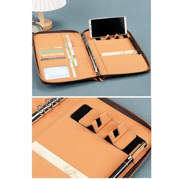 A5 PU Leather Zipper Binder Notebook Refillable Journal - A5 PU Leather Zipper Binder Notebook Refillable Journal - Image 2 of 5