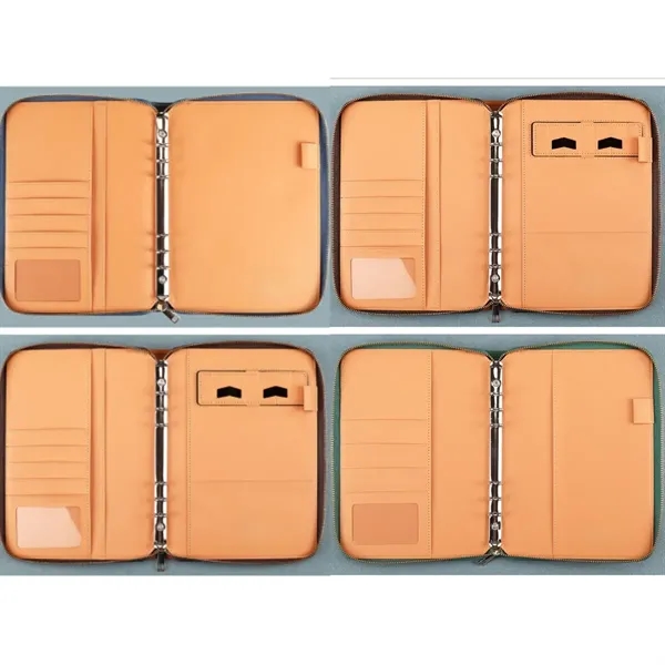 A5 PU Leather Zipper Binder Notebook Refillable Journal - A5 PU Leather Zipper Binder Notebook Refillable Journal - Image 4 of 5