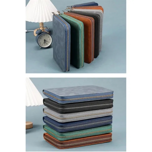 A5 PU Leather Zipper Binder Notebook Refillable Journal - A5 PU Leather Zipper Binder Notebook Refillable Journal - Image 5 of 5