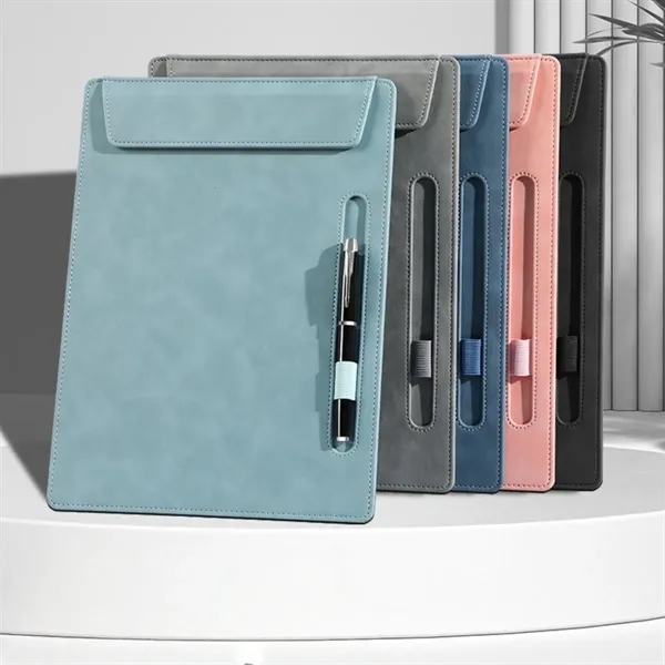 Custom Logo A4 Magnetic PU Leather Padfolio With Pen Holder - Custom Logo A4 Magnetic PU Leather Padfolio With Pen Holder - Image 4 of 5