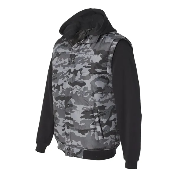 Burnside Men's Nylon Vest with Fleece Sleeves - Burnside Men's Nylon Vest with Fleece Sleeves - Image 2 of 3