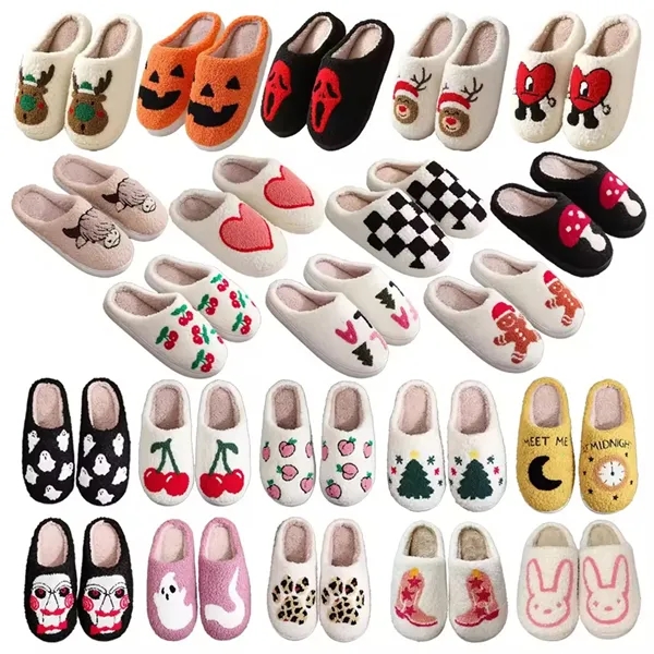 Soft Plush Fuzzy Winter Holiday Slippers - Soft Plush Fuzzy Winter Holiday Slippers - Image 0 of 11