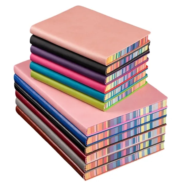 A6 Soft PU Notebook With Rainbow Edge Pages - A6 Soft PU Notebook With Rainbow Edge Pages - Image 1 of 1