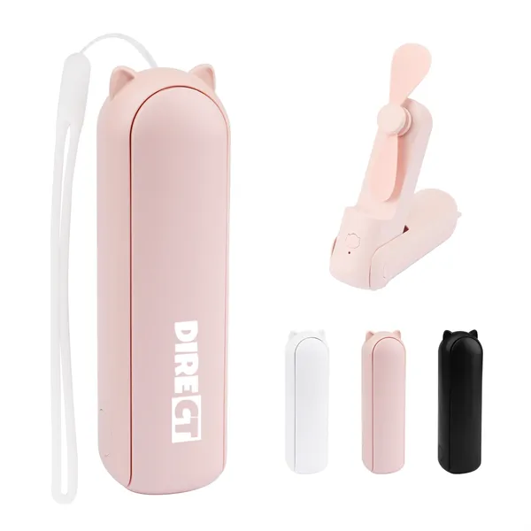 Personal USB Foldable Fan Mini Handheld  W/ Power Bank - Personal USB Foldable Fan Mini Handheld  W/ Power Bank - Image 0 of 4