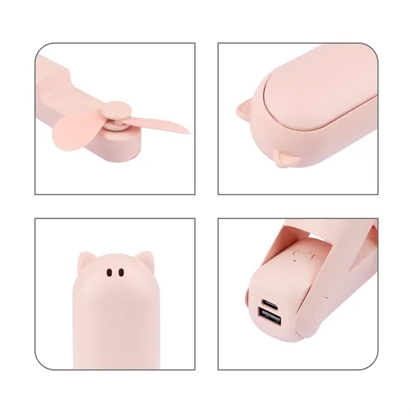 Personal USB Foldable Fan Mini Handheld  W/ Power Bank - Personal USB Foldable Fan Mini Handheld  W/ Power Bank - Image 2 of 4