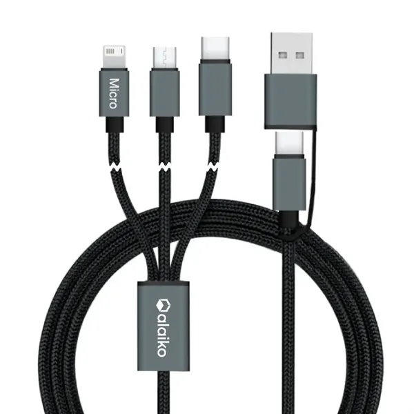 Connect Reach 5ft 3-in-1 Braided Charging Cable with Type-C - Connect Reach 5ft 3-in-1 Braided Charging Cable with Type-C - Image 3 of 5