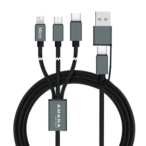 Connect Reach 5ft 3-in-1 Braided Charging Cable with Type-C - Connect Reach 5ft 3-in-1 Braided Charging Cable with Type-C - Image 4 of 5