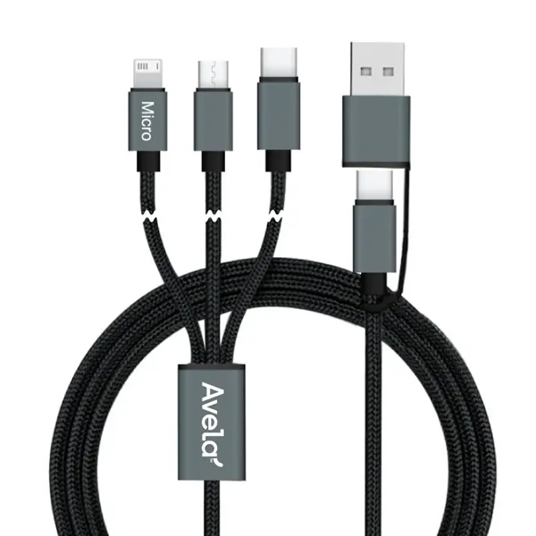 Connect Reach 5ft 3-in-1 Braided Charging Cable with Type-C - Connect Reach 5ft 3-in-1 Braided Charging Cable with Type-C - Image 5 of 5