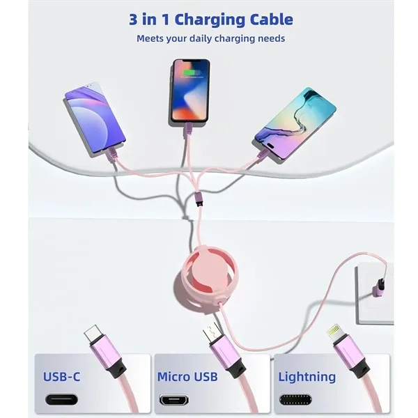 3 In 1 Retractable Charging Cable - 3 In 1 Retractable Charging Cable - Image 1 of 3