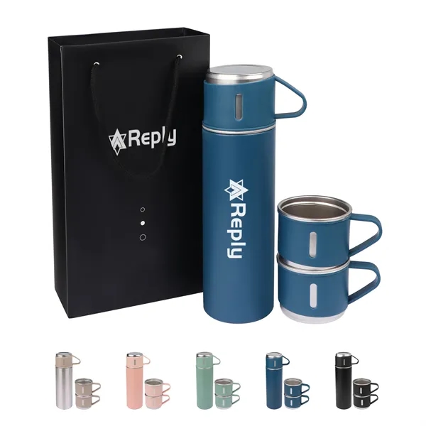 17Oz Vacuum Insulated Thermo Water Bottle with 3 Mug Lids - 17Oz Vacuum Insulated Thermo Water Bottle with 3 Mug Lids - Image 0 of 7