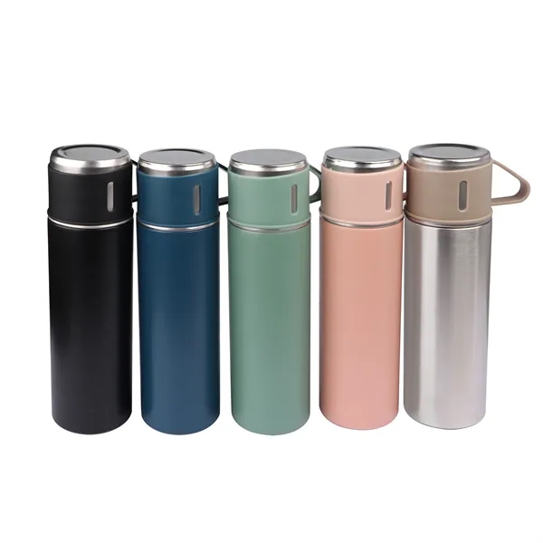 17Oz Vacuum Insulated Thermo Water Bottle with 3 Mug Lids - 17Oz Vacuum Insulated Thermo Water Bottle with 3 Mug Lids - Image 2 of 7