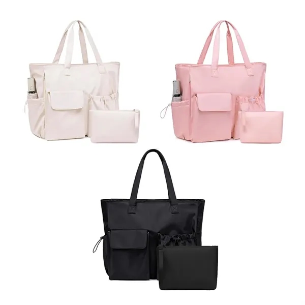 Polyester Tote Bag with Multi Pockets and Top Handles - Polyester Tote Bag with Multi Pockets and Top Handles - Image 2 of 5