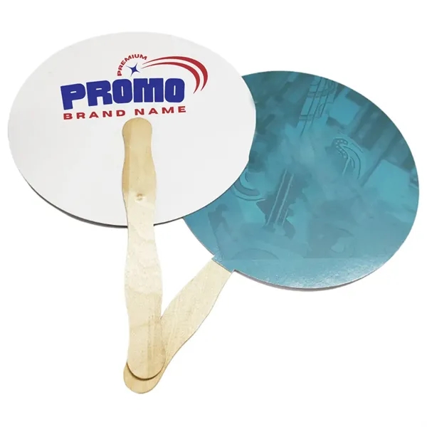 Round Paper Hand Fan with Wooden Handle for Promotion - Round Paper Hand Fan with Wooden Handle for Promotion - Image 0 of 3