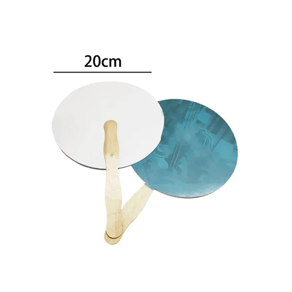 Round Paper Hand Fan with Wooden Handle for Promotion - Round Paper Hand Fan with Wooden Handle for Promotion - Image 1 of 3
