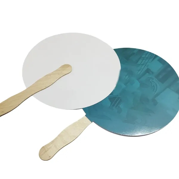 Round Paper Hand Fan with Wooden Handle for Promotion - Round Paper Hand Fan with Wooden Handle for Promotion - Image 2 of 3