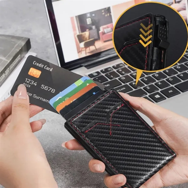 RFID Blocking Card Holder Wallet with Pop-Up Function - RFID Blocking Card Holder Wallet with Pop-Up Function - Image 6 of 8