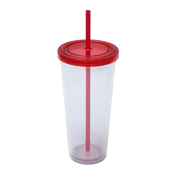 Promotional Drinkware 24 oz Clear Plastic Tumbler with Straw - Promotional Drinkware 24 oz Clear Plastic Tumbler with Straw - Image 5 of 11