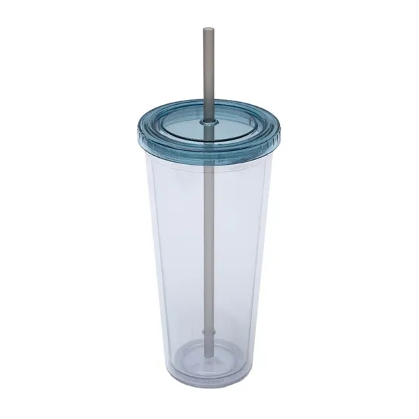 Promotional Drinkware 24 oz Clear Plastic Tumbler with Straw - Promotional Drinkware 24 oz Clear Plastic Tumbler with Straw - Image 6 of 11