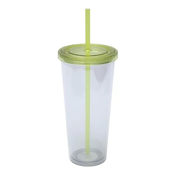 Promotional Drinkware 24 oz Clear Plastic Tumbler with Straw - Promotional Drinkware 24 oz Clear Plastic Tumbler with Straw - Image 9 of 11