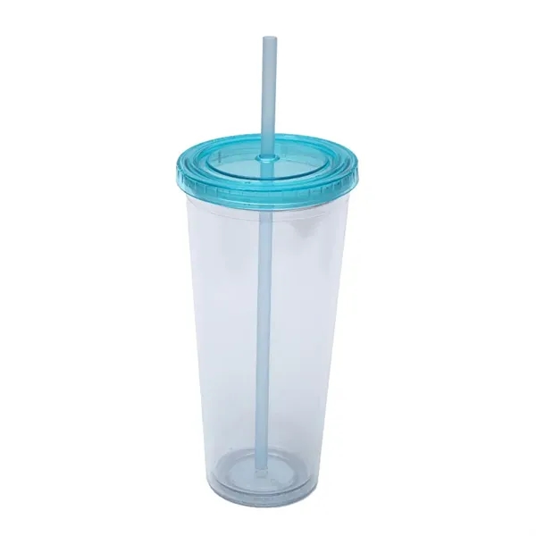 Promotional Drinkware 24 oz Clear Plastic Tumbler with Straw - Promotional Drinkware 24 oz Clear Plastic Tumbler with Straw - Image 11 of 11