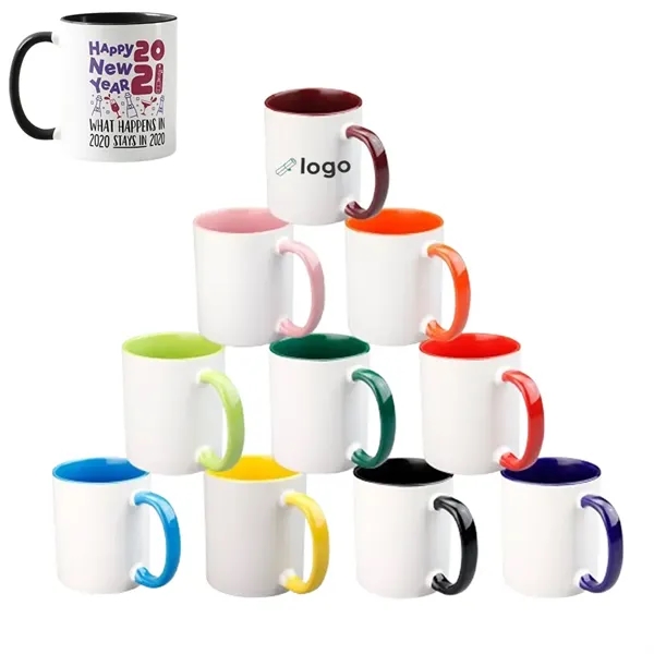 Customizable 11 Oz Ceramic Colorblock Mug with Handle - Customizable 11 Oz Ceramic Colorblock Mug with Handle - Image 0 of 2