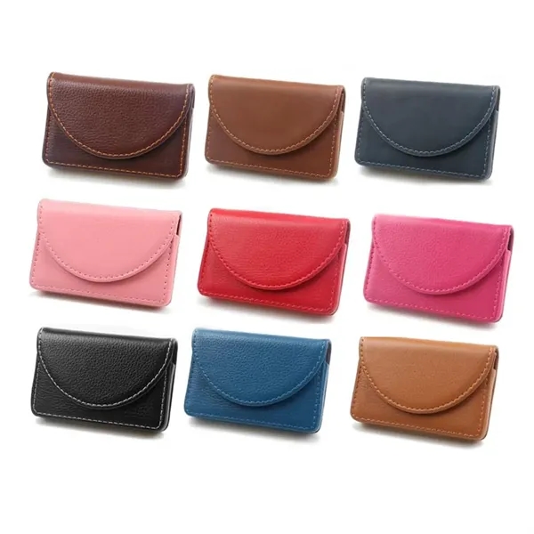 Leather Business Card Holder with Stitch Detail - Leather Business Card Holder with Stitch Detail - Image 2 of 5