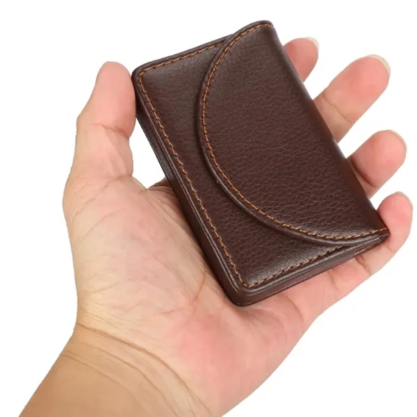 Leather Business Card Holder with Stitch Detail - Leather Business Card Holder with Stitch Detail - Image 4 of 5