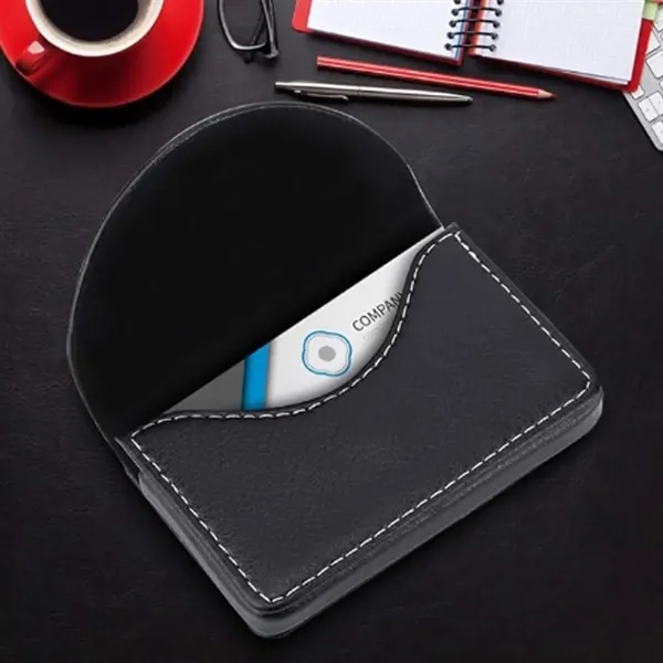 Leather Business Card Holder with Stitch Detail - Leather Business Card Holder with Stitch Detail - Image 5 of 5