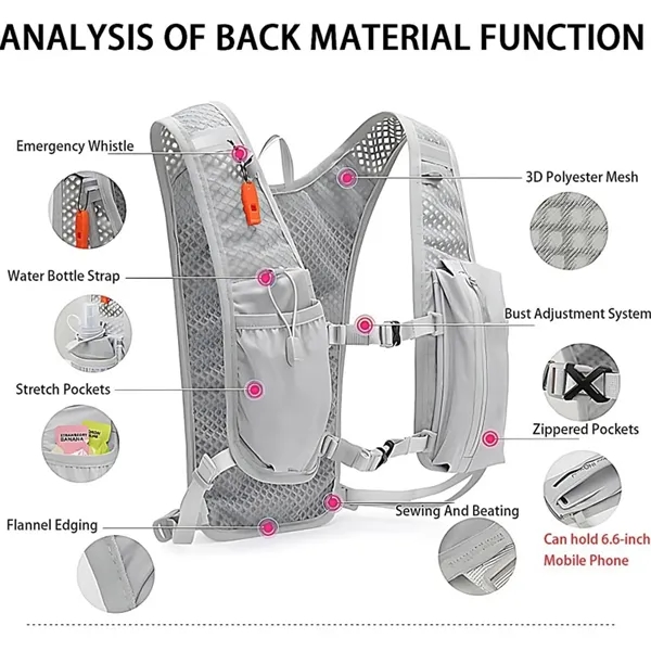Running Vest Safe Reflective Backpack with Pockets - Running Vest Safe Reflective Backpack with Pockets - Image 9 of 10