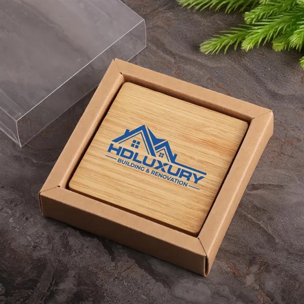 Square Bamboo 4 Pc. Coaster Set In Box - Square Bamboo 4 Pc. Coaster Set In Box - Image 1 of 3