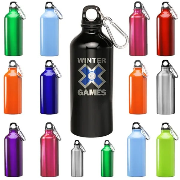 20 oz. Aluminum Sports Bottle w/ Carabiner - 20 oz. Aluminum Sports Bottle w/ Carabiner - Image 1 of 15