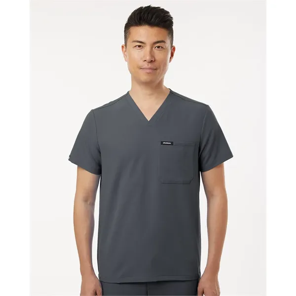 Jaanuu Men's Holmes Everyday 1-Pocket Scrub V-Neck Top - Jaanuu Men's Holmes Everyday 1-Pocket Scrub V-Neck Top - Image 0 of 10