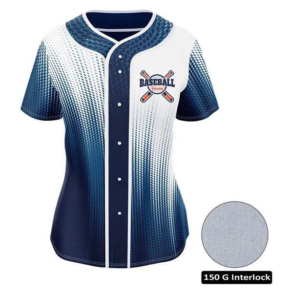 Women's Sublimation Full-Button Baseball Jersey - 150G - Women's Sublimation Full-Button Baseball Jersey - 150G - Image 0 of 3