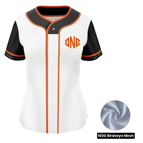 Women's Sublimation Full-Button Baseball Jersey - Birdseye - Women's Sublimation Full-Button Baseball Jersey - Birdseye - Image 0 of 4