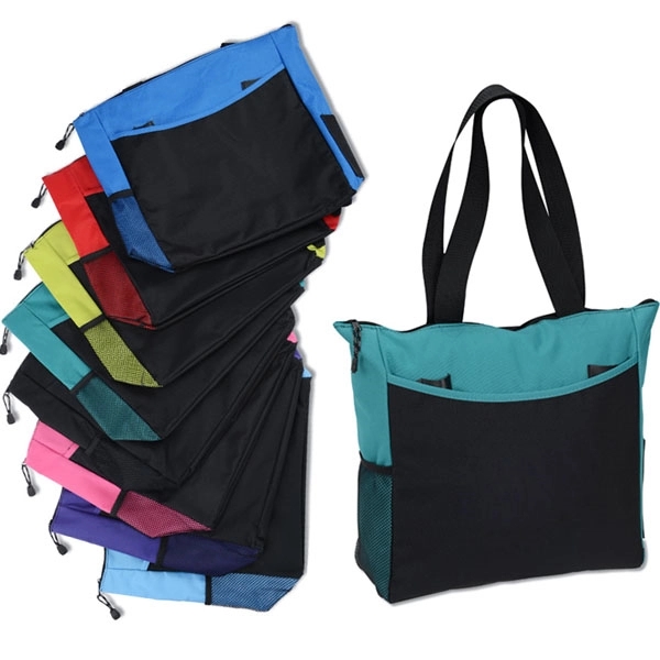 Zippered Brief 600D Polyester Tote Bags - Zippered Brief 600D Polyester Tote Bags - Image 3 of 7