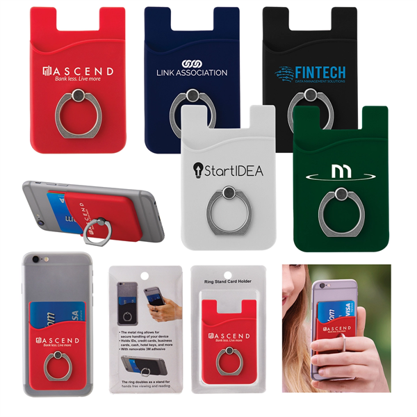 Mobile Phone Ring Stand with Card Holder