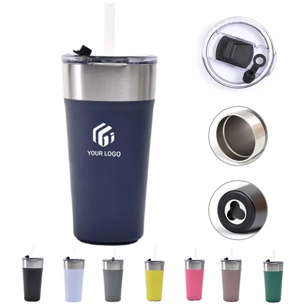 Durable Travel Coffee Beer Stainless Steel Mug with Opener - Durable Travel Coffee Beer Stainless Steel Mug with Opener - Image 0 of 4