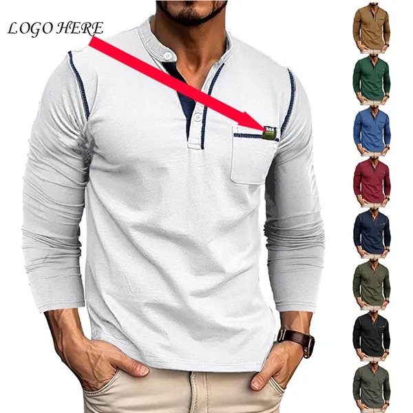 Men's Henley Shirts Long Sleeve - Men's Henley Shirts Long Sleeve - Image 0 of 11