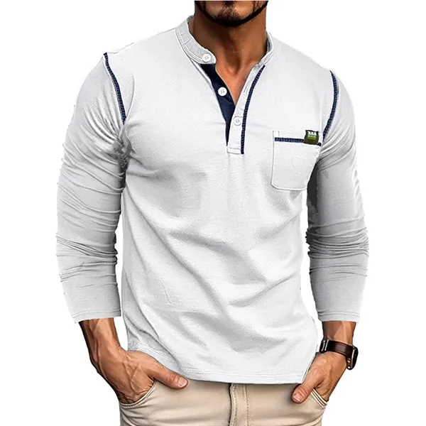 Men's Henley Shirts Long Sleeve - Men's Henley Shirts Long Sleeve - Image 2 of 11