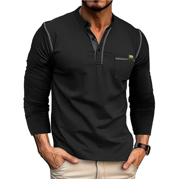 Men's Henley Shirts Long Sleeve - Men's Henley Shirts Long Sleeve - Image 4 of 11