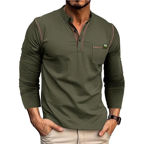 Men's Henley Shirts Long Sleeve - Men's Henley Shirts Long Sleeve - Image 5 of 11