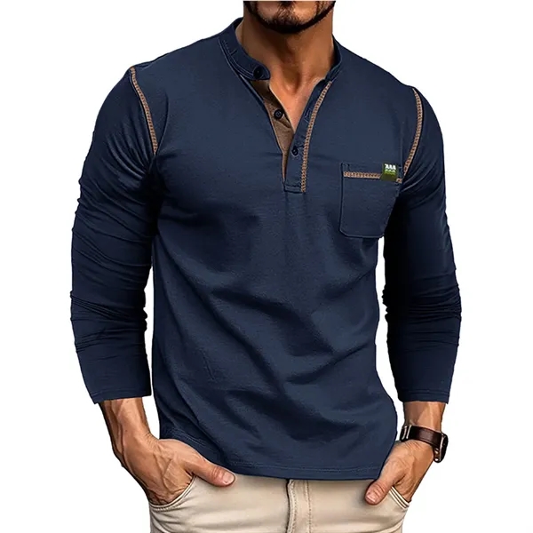 Men's Henley Shirts Long Sleeve - Men's Henley Shirts Long Sleeve - Image 6 of 11