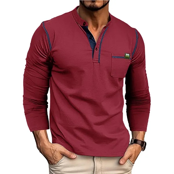 Men's Henley Shirts Long Sleeve - Men's Henley Shirts Long Sleeve - Image 7 of 11